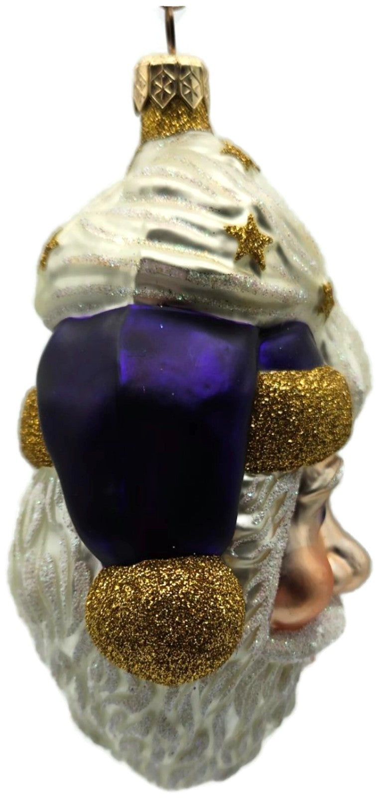 Patricia Breen Merry Olde Elf Purple Santa Head Stars Christmas Ornament 98293