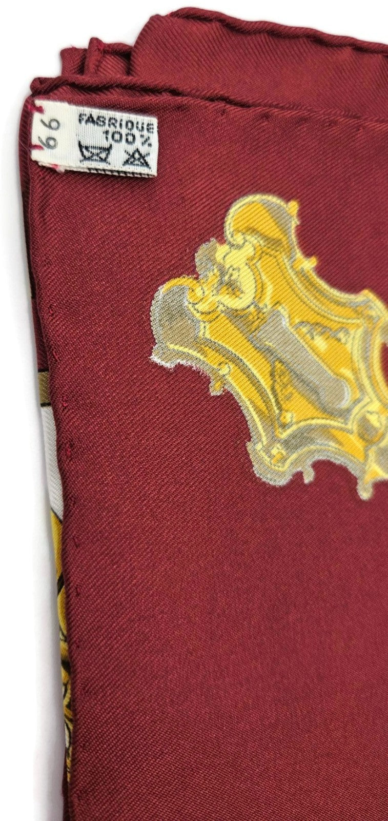 Hermes Carre 90 Silk Scarf Les Cles Caty Latham Burgundy Gold Keys Wrap w/ Box9