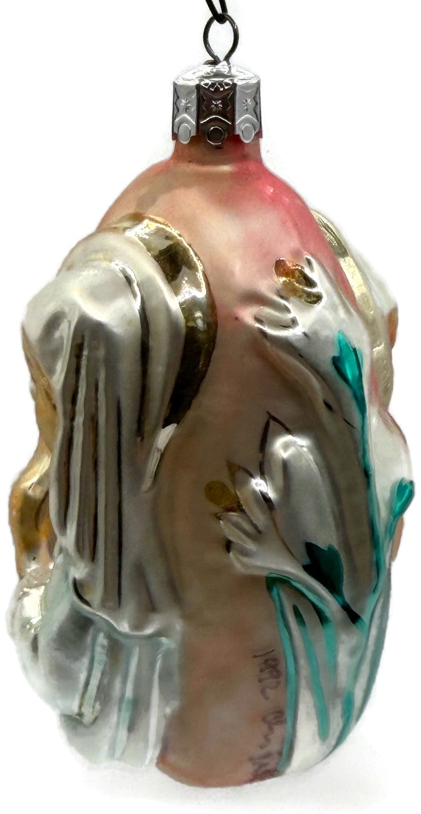 Christopher Radko 1992 Virgin Mary Signed Pink Silver Glass Ornament 92 046 09