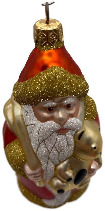 Patricia Breen Santa and Teddy Orange Gold Bear Christmas Tree Ornament 96427