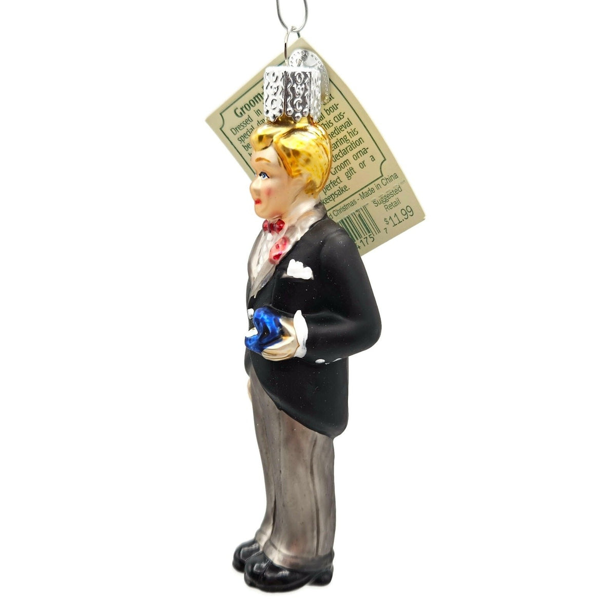 Old World Christmas Groom Blonde Black Suit Wedding Keepsake OWC Tree Ornament4
