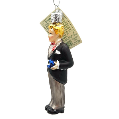 Old World Christmas Groom Blonde Black Suit Wedding Keepsake OWC Tree Ornament4