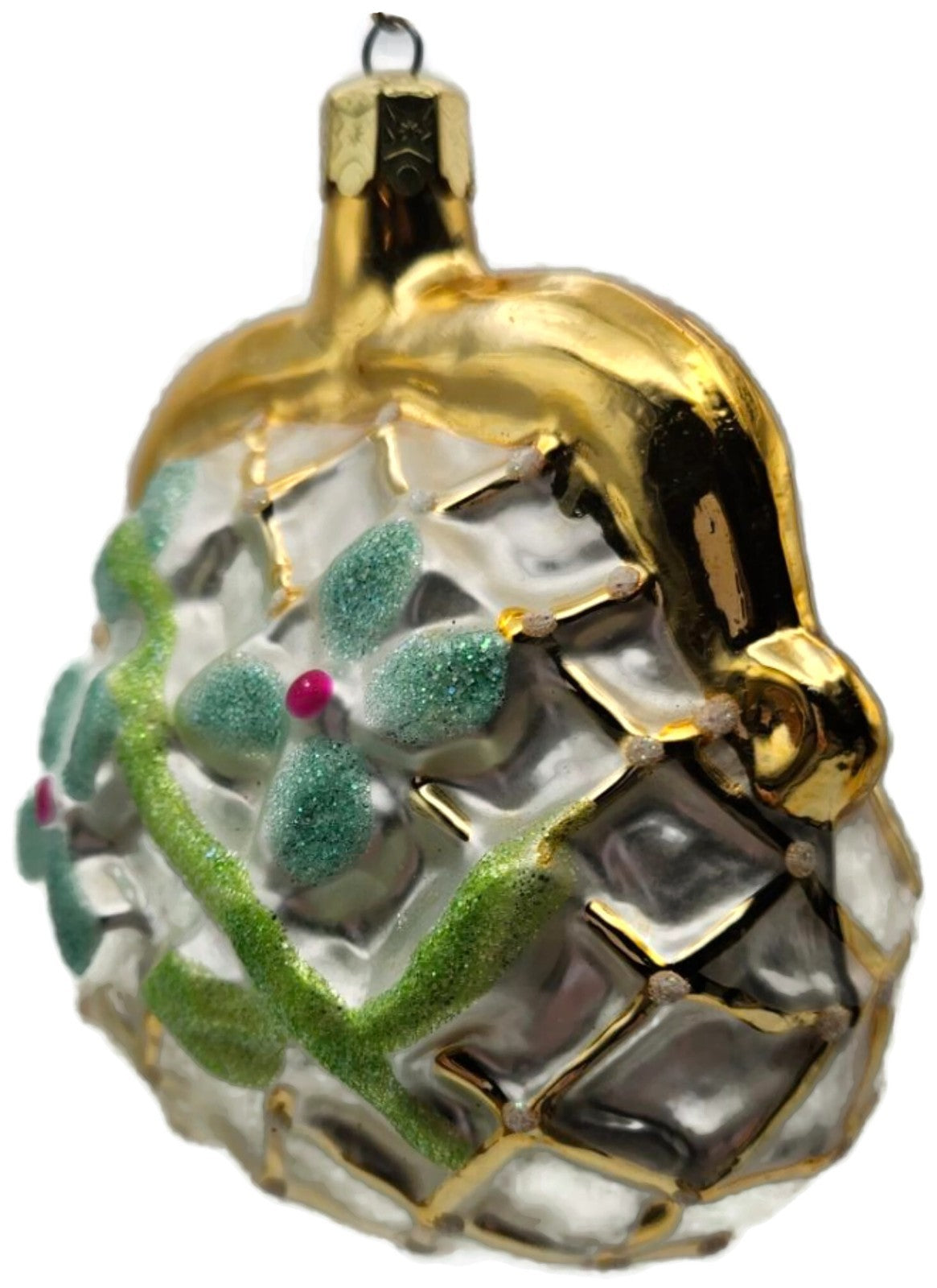 Christopher Radko Her Purse Blue Flower Glass Christmas Tree Ornament 91-088-08