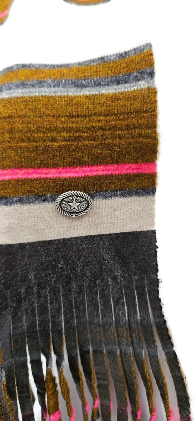 Chanel 14A Paris Dallas Cashmere Scarf Wrap Stole Striped Pink Fringe Italy NWT8