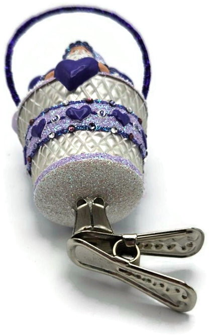 Patricia Breen Brimming with Love Purple Santa Clip On Valentines Ornament 280710