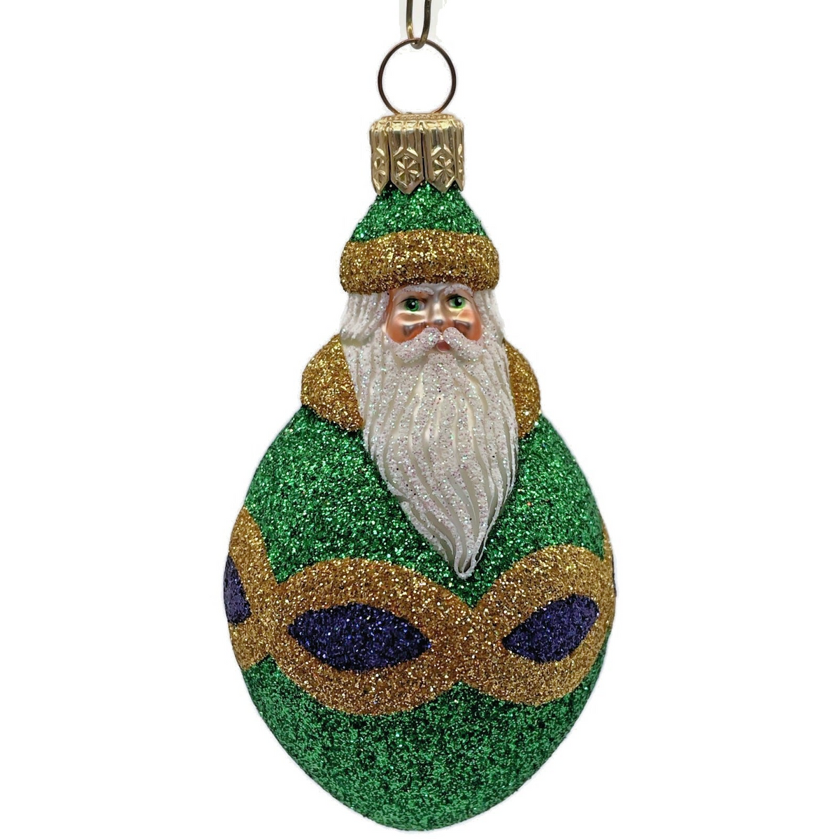 Patricia Breen Miniature Faberge Santa Green Purple Christmas Tree Ornament 21501