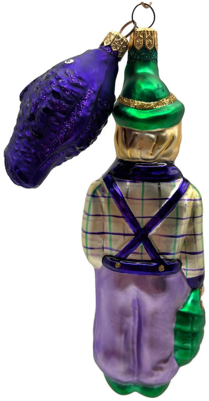Patricia Breen Fisherboy And Fish Purple Stripe on Hat Christmas Ornament 95204