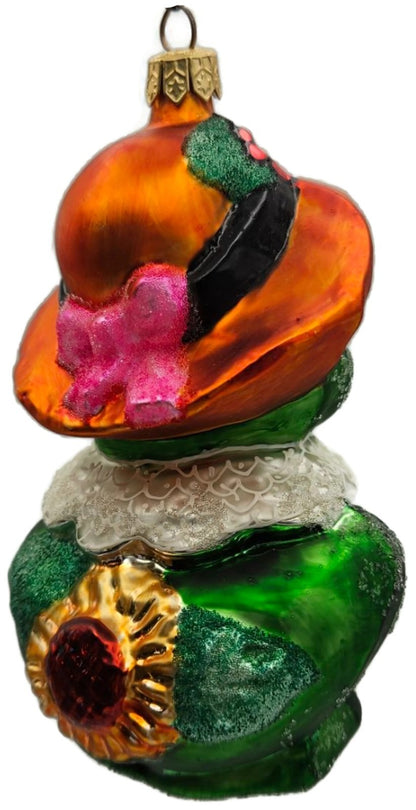 Christopher Radko Lillie Mae Green Frog Easter Glass Ornament 1997 97-228-05