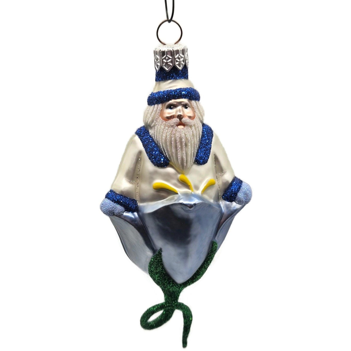 Patricia Breen Bluebell Pearl Santa Blue Flower Spring Christmas Ornament 99950