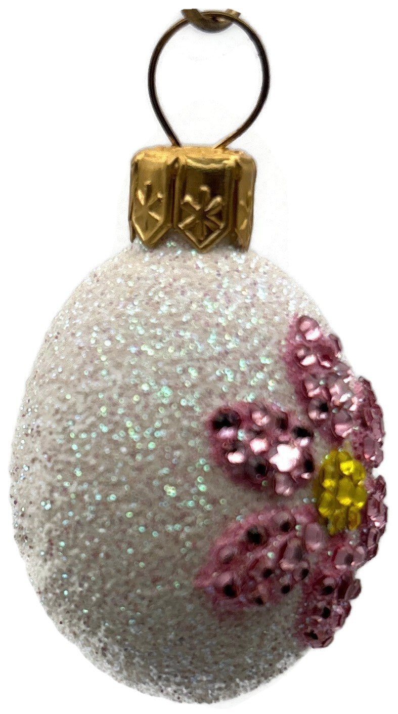 Patricia Breen 2009 Miniature Egg Jeweled Daisy Pink Easter Ornament 29229