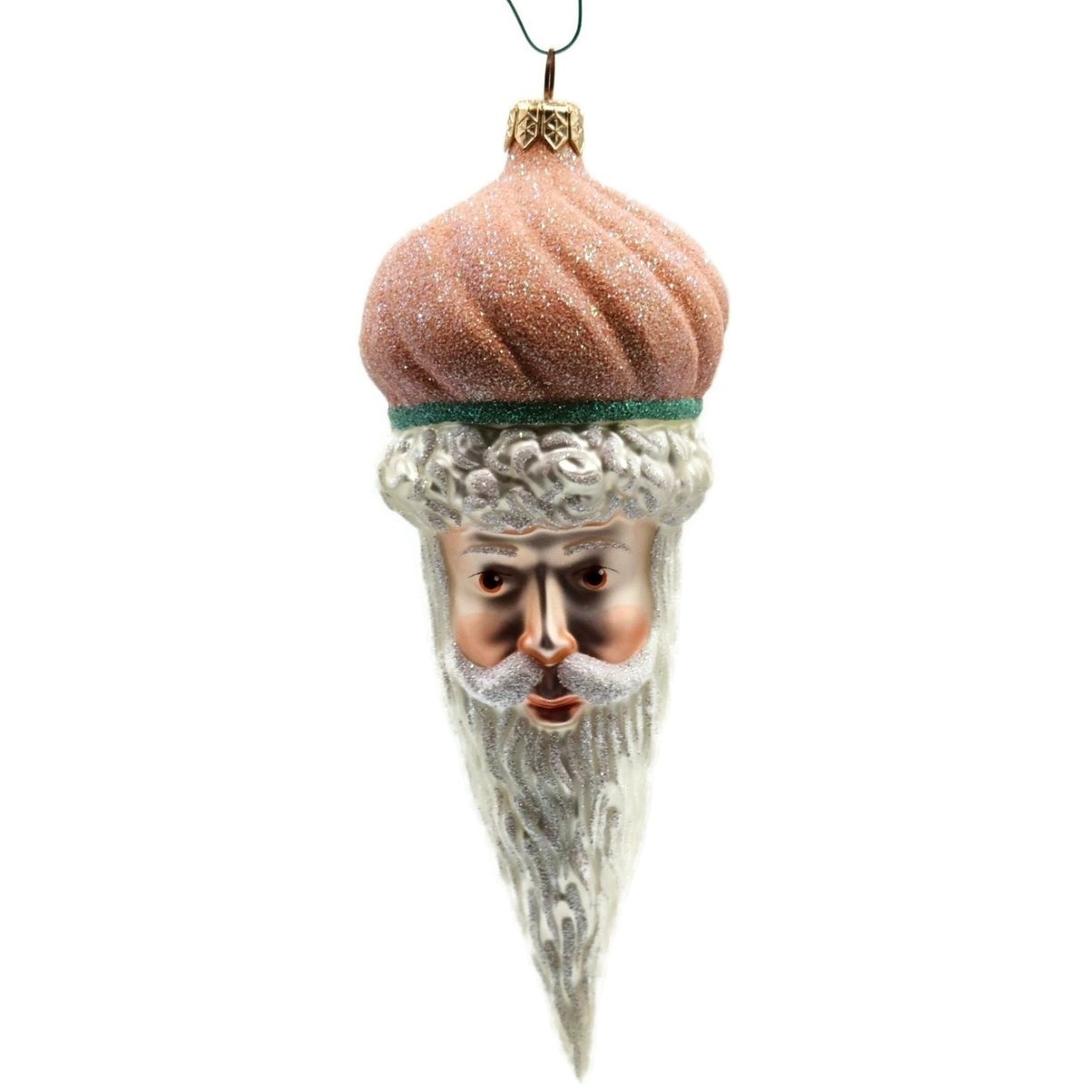 Patricia Breen Minsk Santa Claus Head Peach Glitter Christmas Ornament 96350
