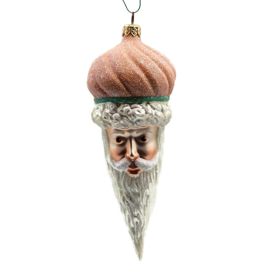 Patricia Breen Minsk Santa Claus Head Peach Glitter Christmas Ornament 96350