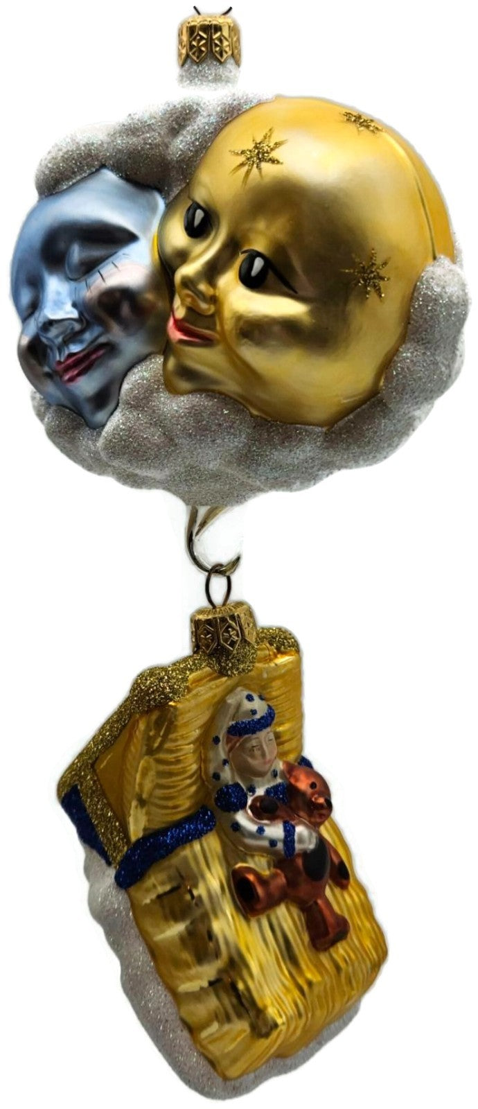 Patricia Breen Sweet Dreams Blue Polka Dots Gold Stars Christmas Ornament 97470