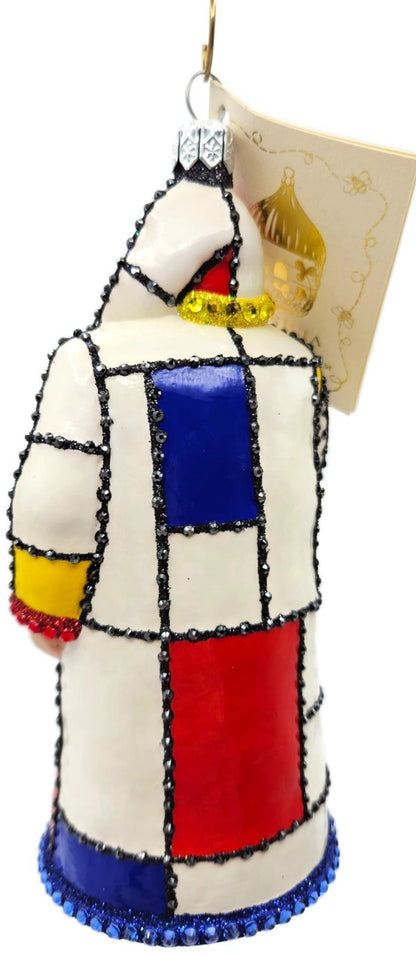 Patricia Breen De Stijl Santa Red Yellow Art Crystals Christmas Ornament 30076