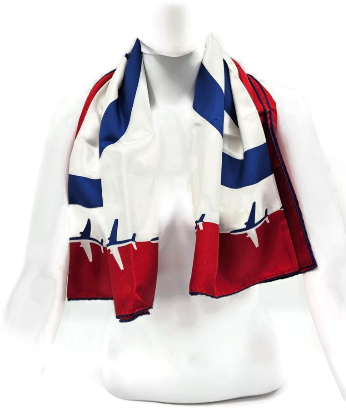 Chanel 16S Airport Airline CC Logo Silk Square Scarf Red White Lagerfeld NWT8