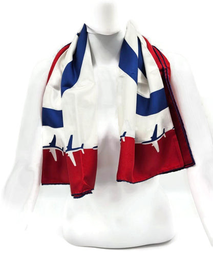 Chanel 16S Airport Airline CC Logo Silk Square Scarf Red White Lagerfeld NWT8