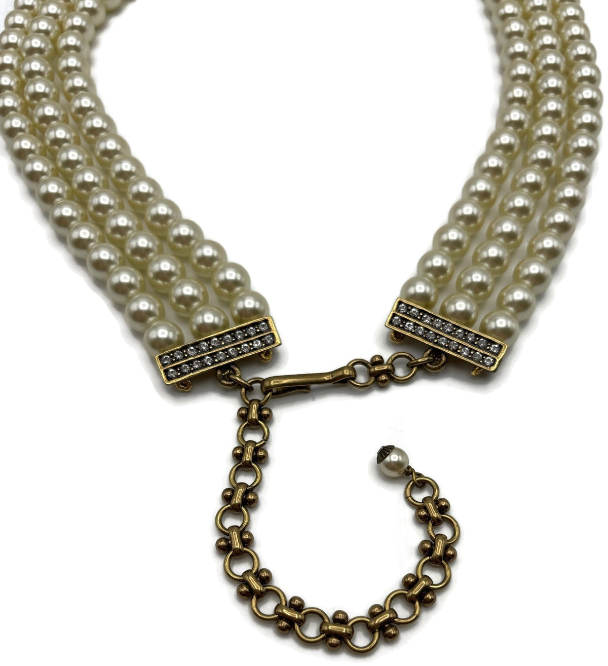 Heidi Daus Green With Envy Montana Blue Crystal 4 Strand Pearl-Look Necklace8
