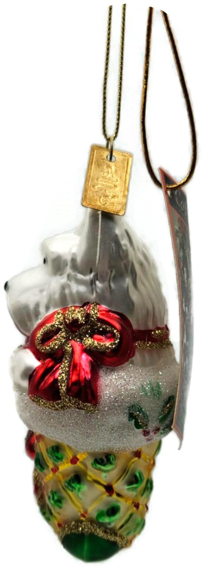 Cobane Studio LLC Dog Celtic Stocking Glitter Glass Christmas Ornament B0158