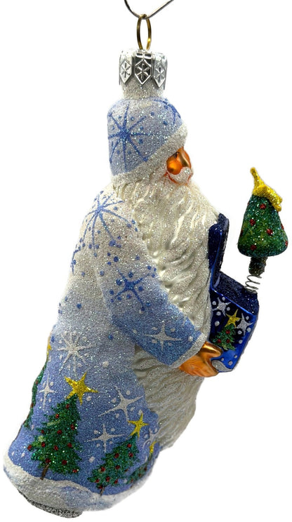 Patricia Breen Jack In The Box Santa Blue Snowflakes Christmas Ornament 23747