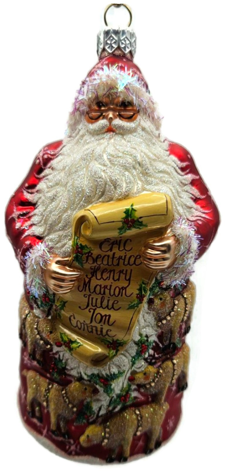 Patricia Breen Everyone Can Lead Red Santa Reindeer Christmas Ornament 26095