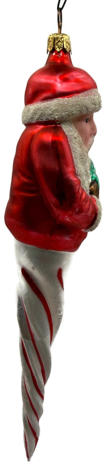 Christopher Radko St. Nickcicle Santa Icicle Glass Christmas Ornament 92 1076