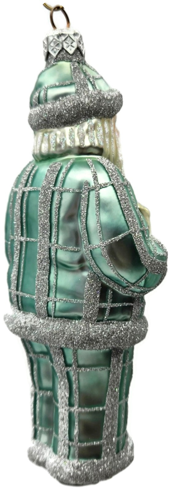 Patricia Breen Ring In The New Blue Silver Plaid Santa Christmas Ornament 97343