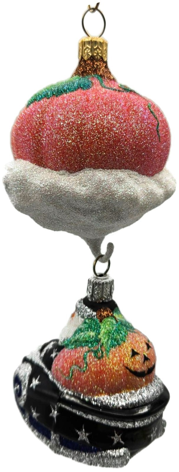 Patricia Breen Night Fright Santa Pumpkin 2 Part Halloween Glass Ornament 21174