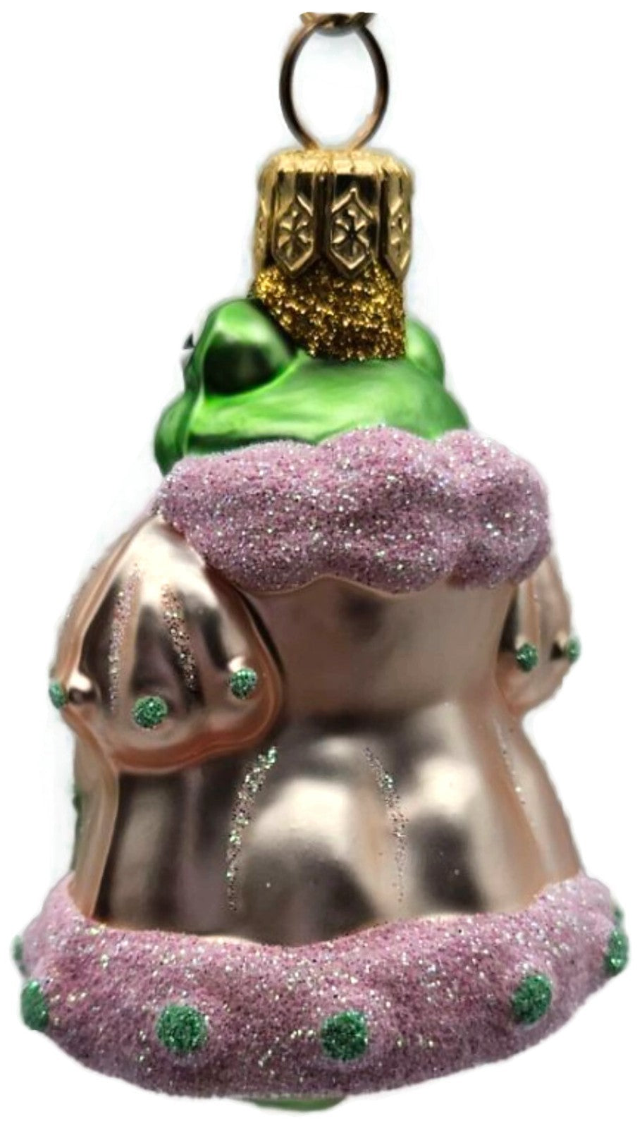 Patricia Breen Frog Princess Miniature Pink Green Dots Christmas Ornament 98133