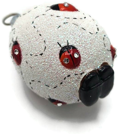 Patricia Breen Easter Egg Masquerade Ladybugs White Red Christmas Ornament 28169