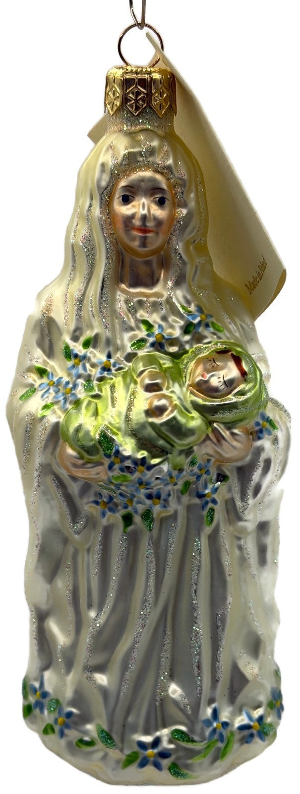 Patricia Breen Bountiful Madonna Flowers Pearl White Christmas Ornament 97060