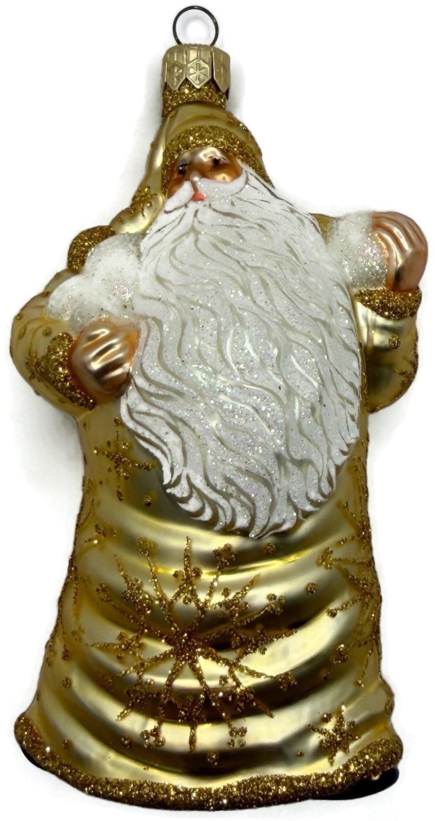 Patricia Breen Snowball Santa Gold Snowflakes Glass Christmas Tree Ornament 225610