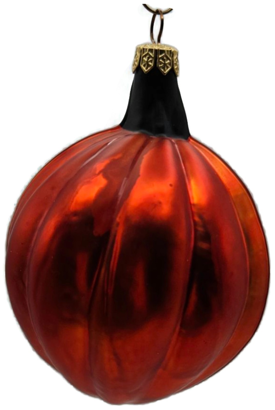 Patricia Breen Classic Pumpkin Orange Matte Gold Face Halloween Ornament 98125