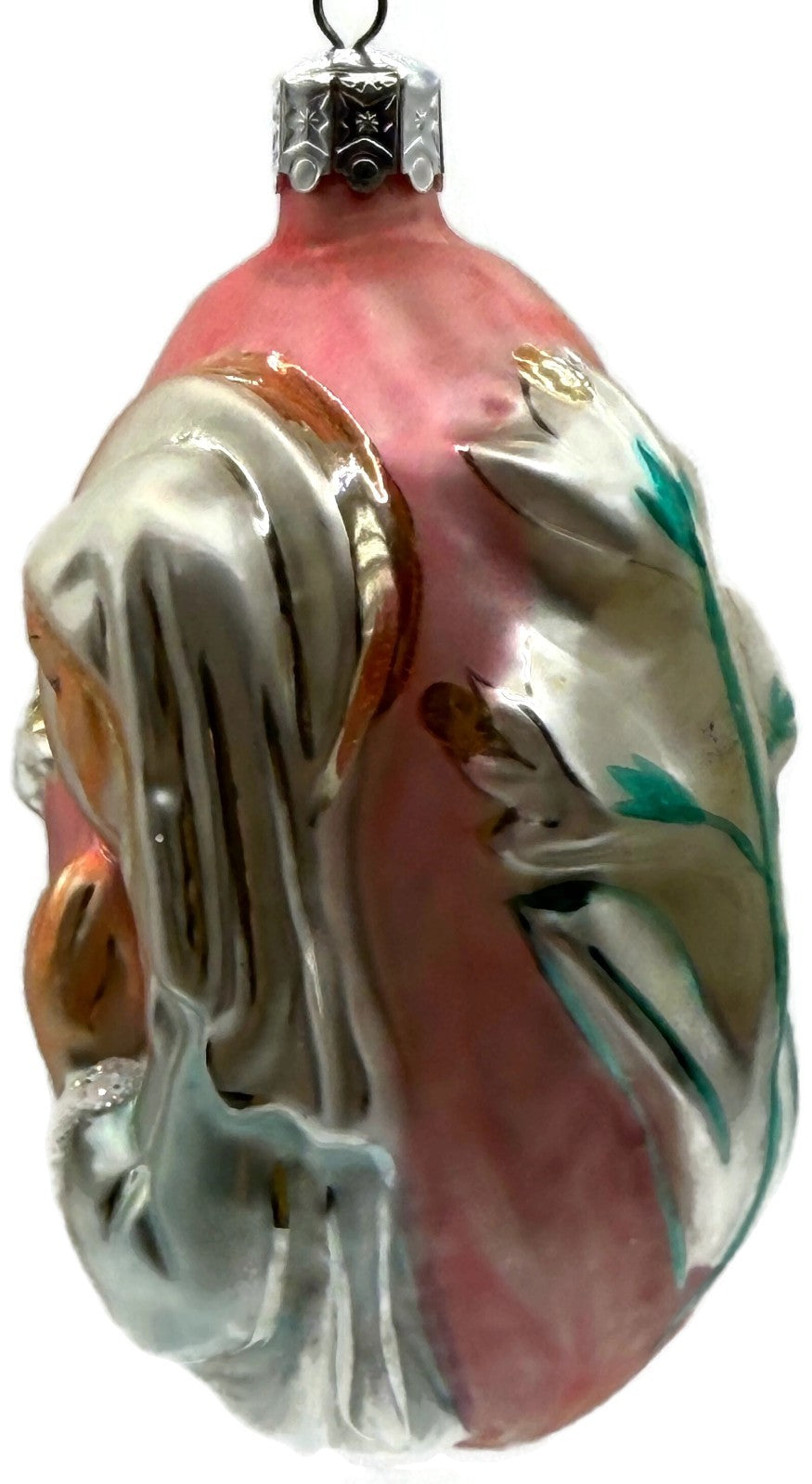 Christopher Radko 1992 Virgin Mary Signed Pink Silver Glass Ornament 92 046 014
