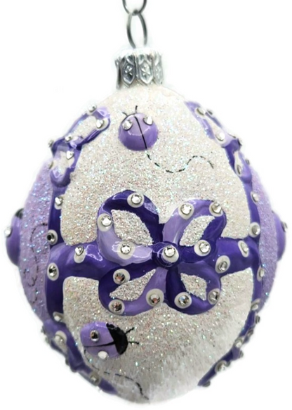 Patricia Breen Beribboned Egg Ladybugs Violet Easter Egg Purple Ornament 290213