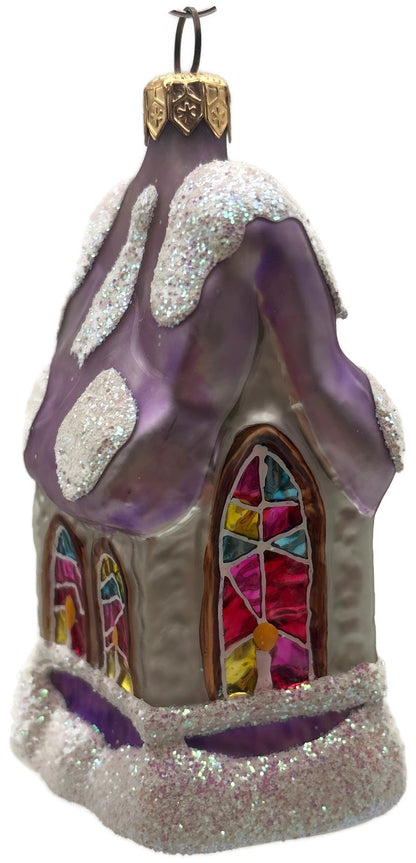 Christopher Radko 1997 Midnight Mass Lavender Cream Church Ornament 95 913 25