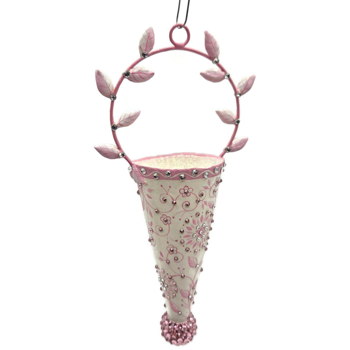 Patricia Breen Christmas Cornucopia Chinoiserie Pink Basket Spring Ornament 32434