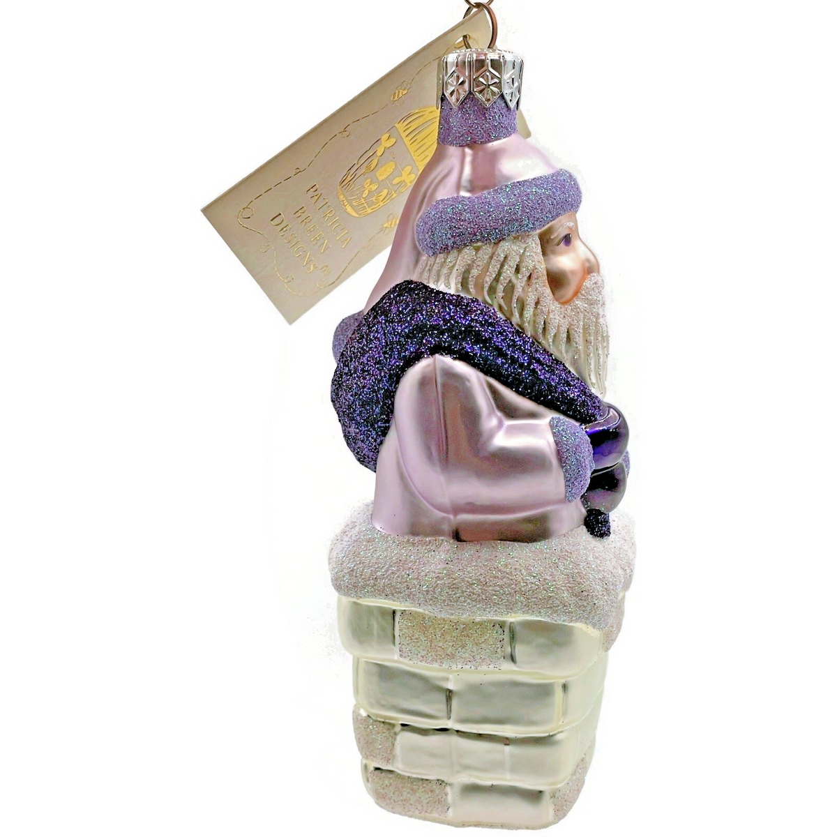 Patricia Breen Here Comes Santa Claus Lavender Chimney Christmas Ornament 96254