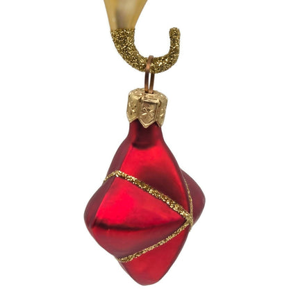 Patricia Breen Goodnight Santa Head Red Satin Gold Stars Christmas Ornament 97164
