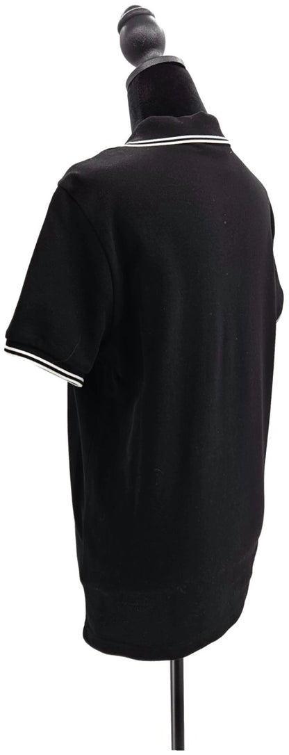 Moncler Men's Black Polo Shirt Size S Logo Tricolor Trim NWT F10918A70600 8455614