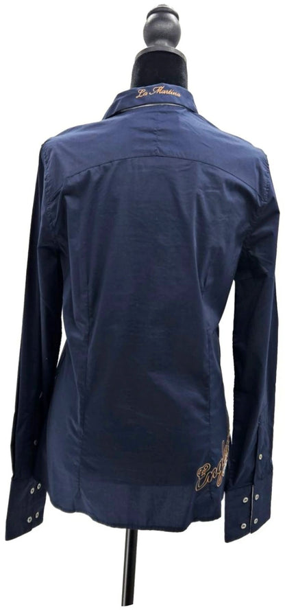 La Martina Copa England Exhibition Navy Embroidered Shirt Women's Size 4 NWT4