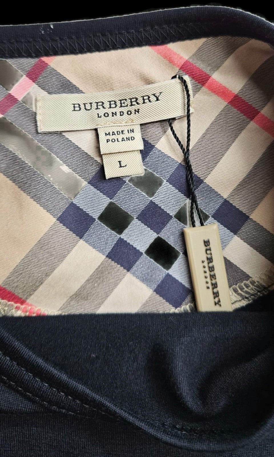 Burberry London Black Check Elbow Patch Long Sleeve Top Women's Large NWT9
