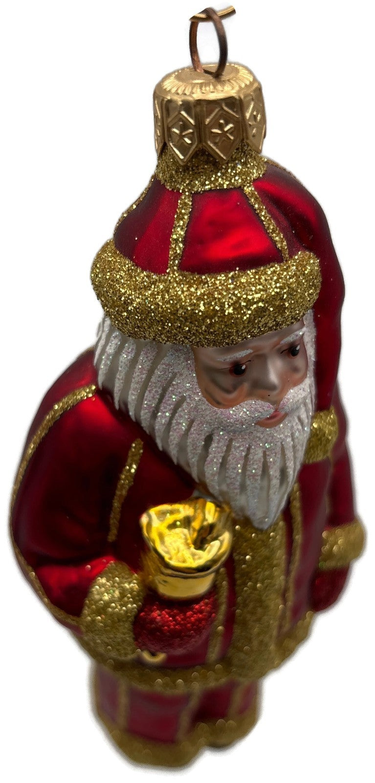 Patricia Breen Ring in the New Red Santa Gold Striped Christmas Ornament 97348