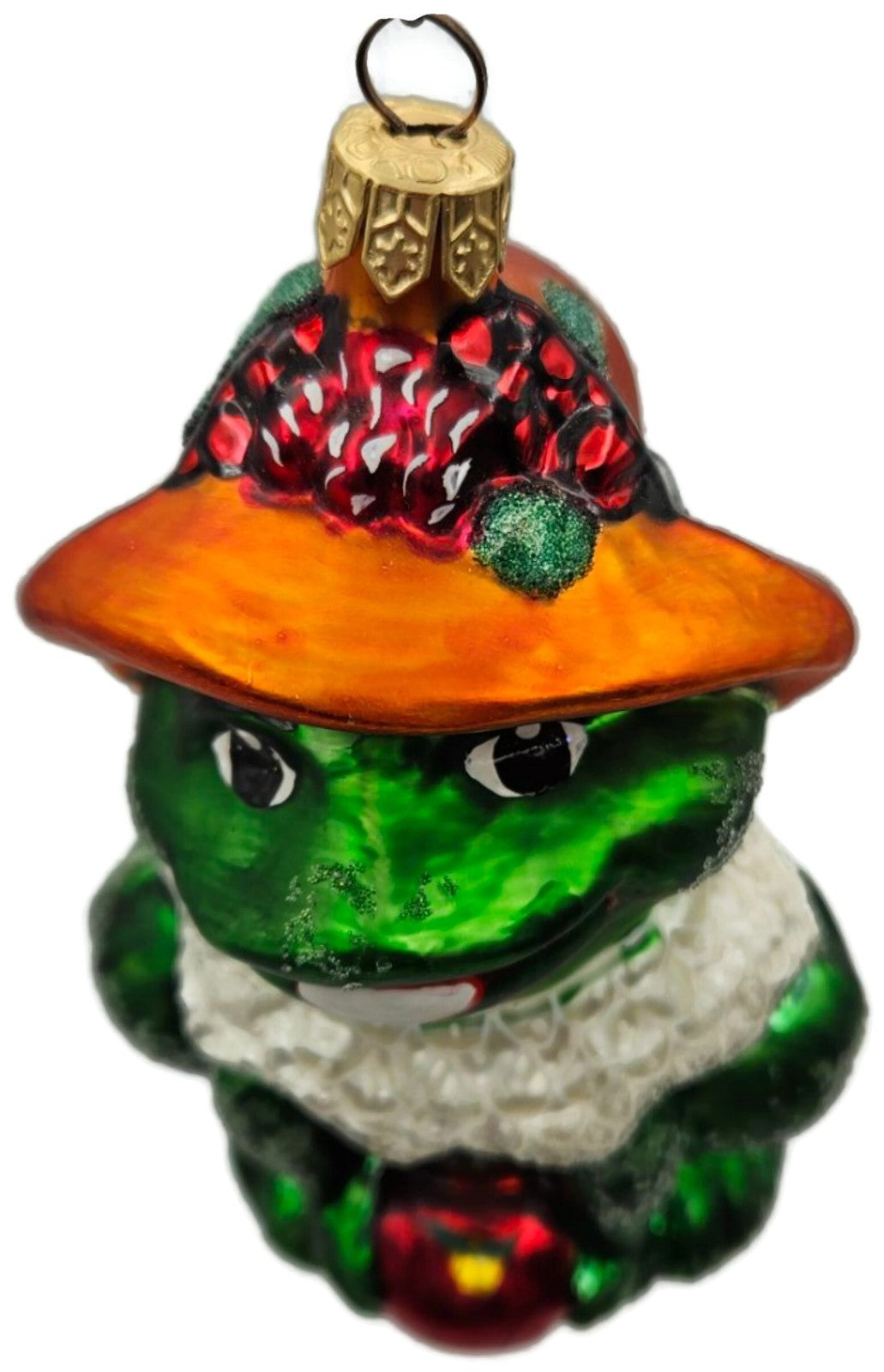 Christopher Radko Lillie Mae Green Frog Easter Glass Ornament 1997 97-228-08