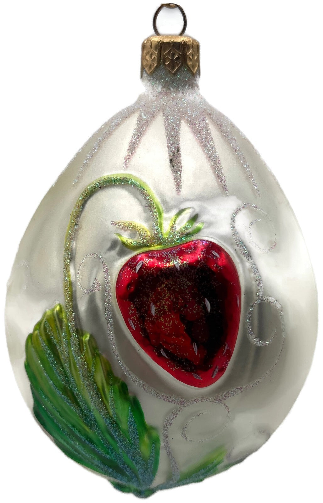 Patricia Breen 1998 Strawberry Egg Matte Pearl Neiman Marcus Easter Ornament4