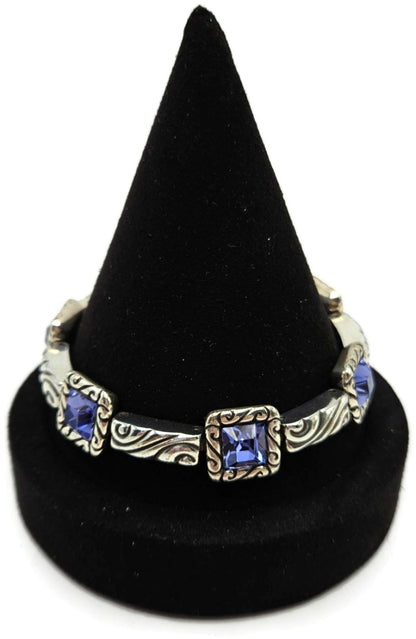 Brighton Regina Purple Amethyst Swarovski Crystal Silver Plated Heart Bracelet8