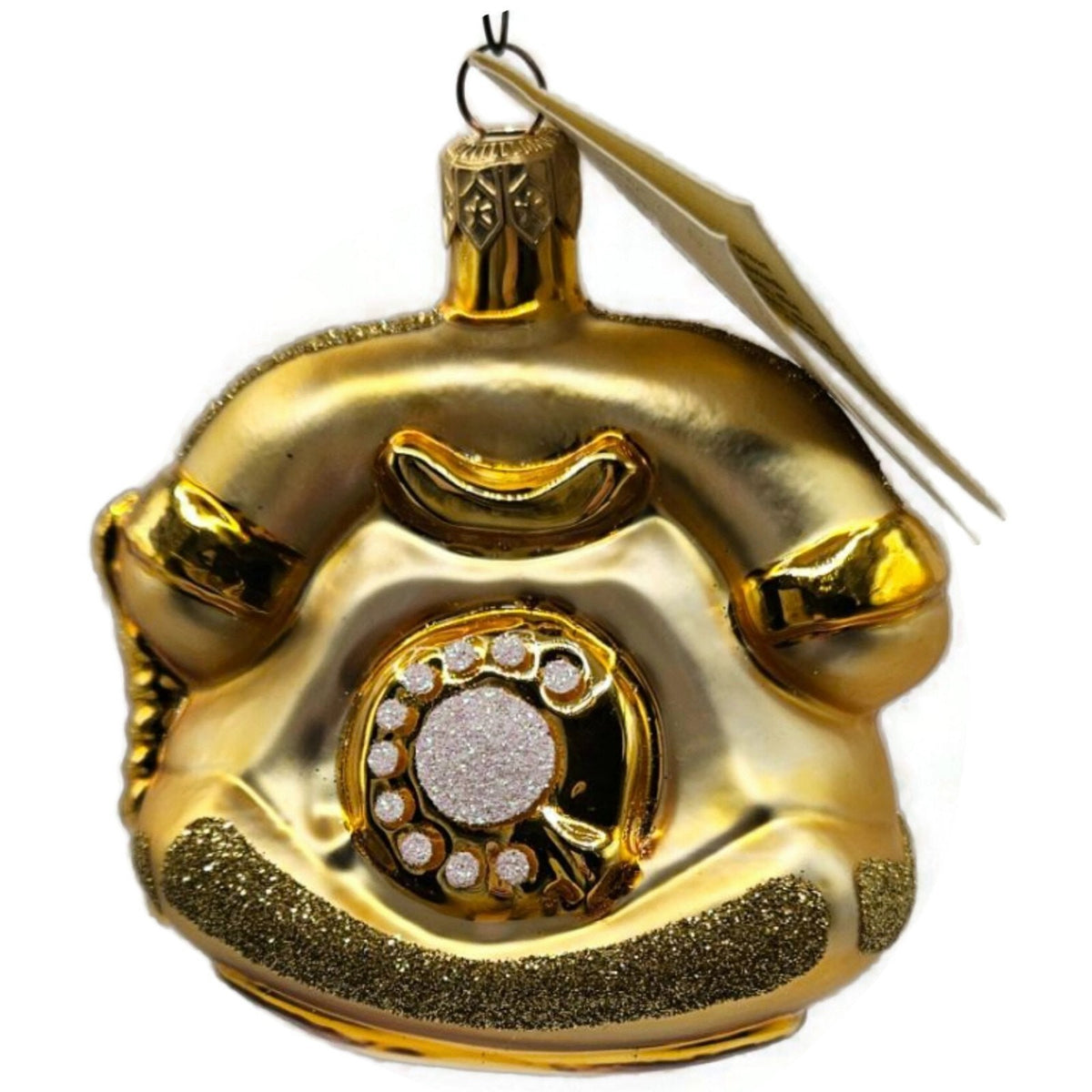 Patricia Breen Calling Anne Phone Gold Glittered Glass Christmas Ornament 952714