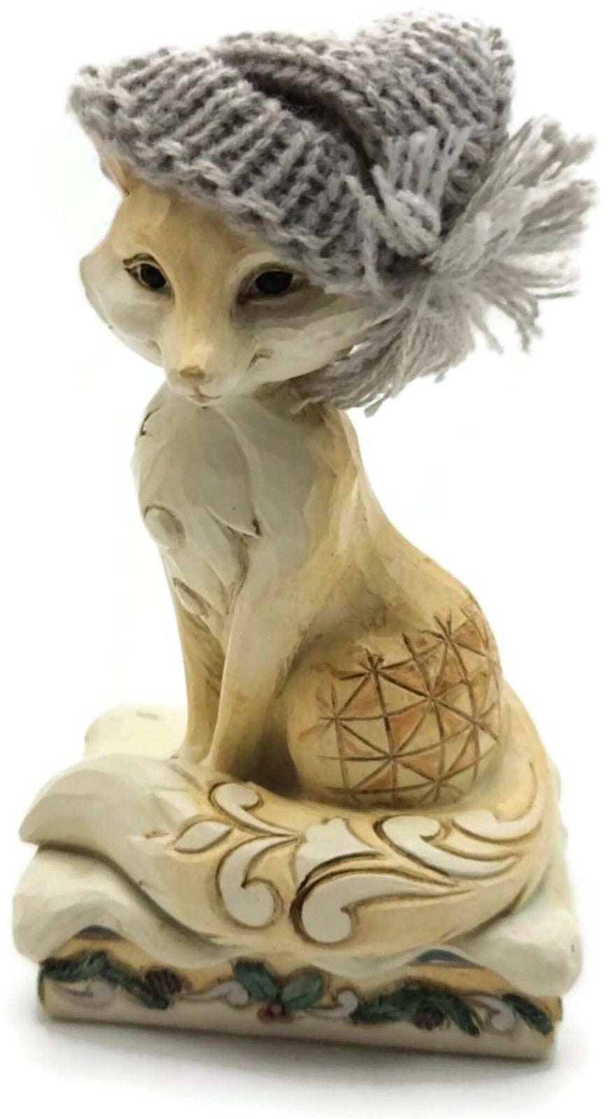Jim Shore White Woodland Foxy Festive Spirit Fox Knit Hat Christmas Figurine0