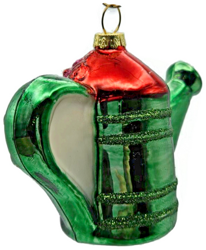 Gisela Graham Green Watering Can Floral Butterfly Striped Christmas Ornament7