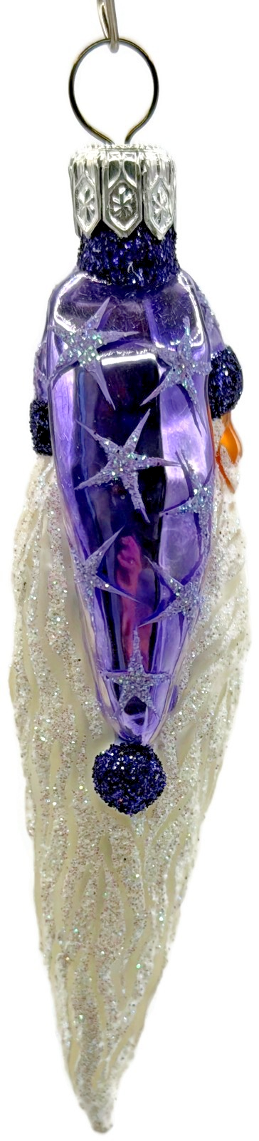 Patricia Breen Stocking Cap Santa Head Purple Stars Christmas Tree Ornament 23545