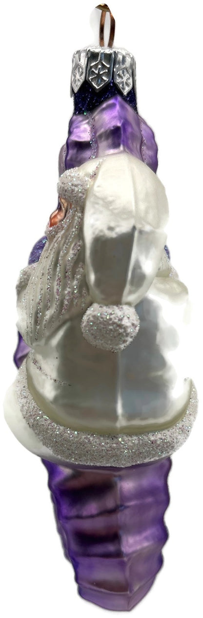 Patricia Breen Hi Ho Santa Purple Pearl Seahorse Glass Christmas Ornament 99141